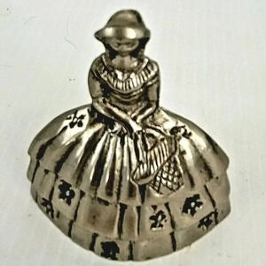 Vtg Victorian Woman Metal Bell (Silvertone) 3.5in gone with wind/southern